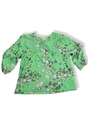 Hope & Harlow Green Floral Blouse XL Boho Lightweight Top